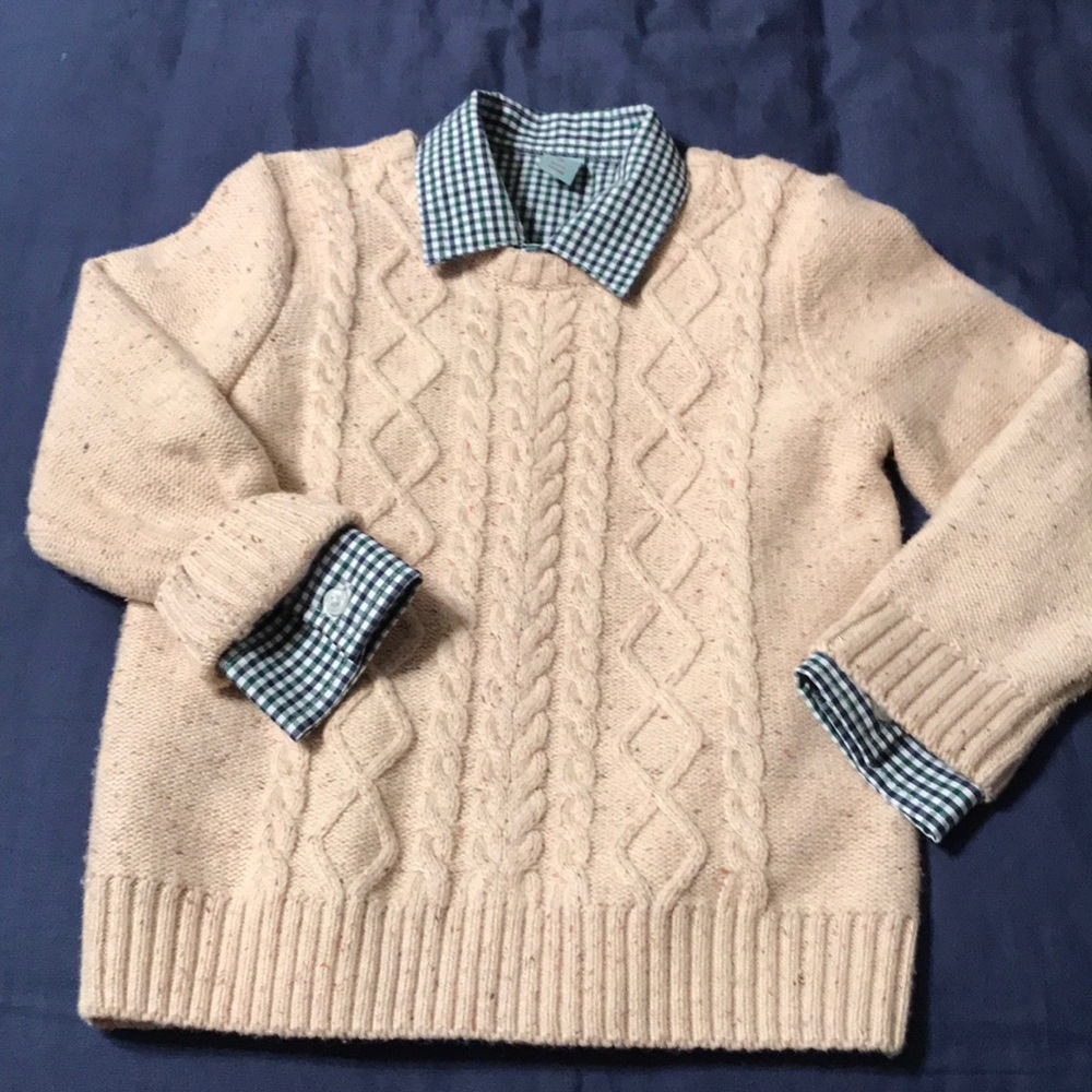 Plaid button up and sweater